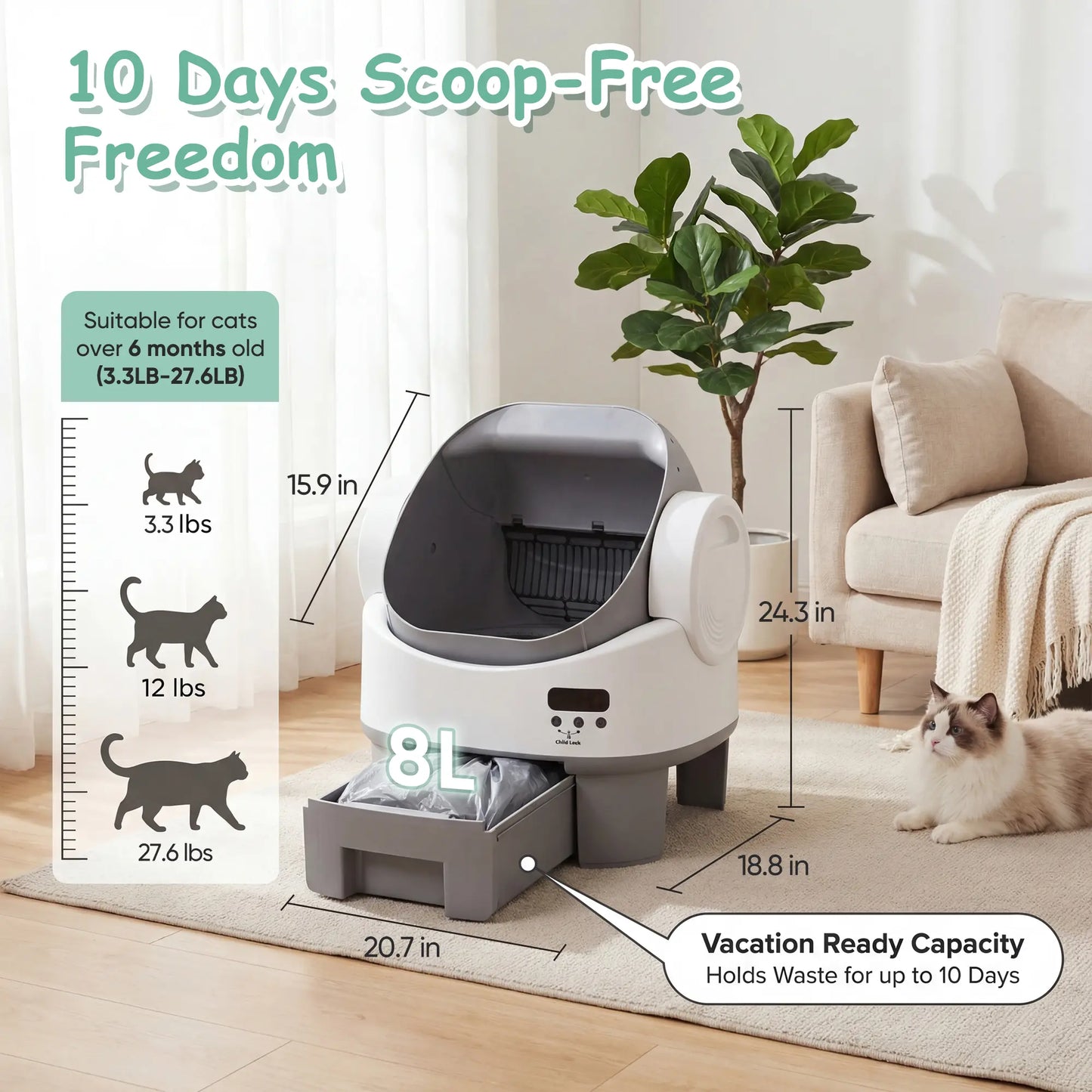 Warcat Next-Gen Automatic Open-Top Cat Litter Box Simplified Self-Cleaning Litter Box with Reliable Safety Sensors App-Free Design for Easy Use #Tiktokshopdealsforyoudays #Dealsforyoudays