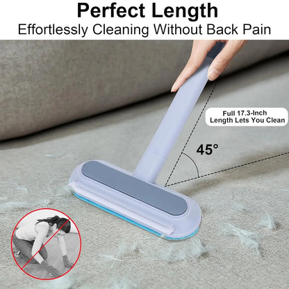 4-in-1 Reusable Lint and Pet Hair Remover Broom with Standard Handle - 17.7 Inches, 17.2 x 7.1 Inches, 200g, Ergonomic Cleaning Tool for Upholstery, Pet Hair, and Car Seats (Single Pack)