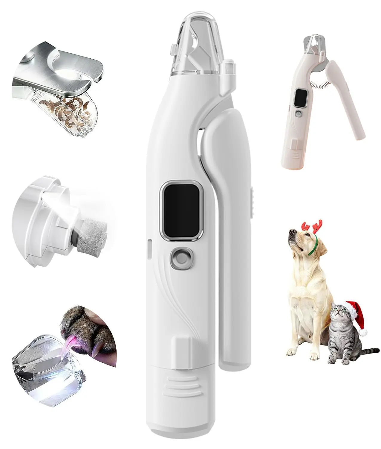 2-in-1 Electric Pet Nail Clipper and Grinder, Rechargeable and Ultra Quiet, Ideal for Trimming Dogs and Cats' Nails of All Sizes