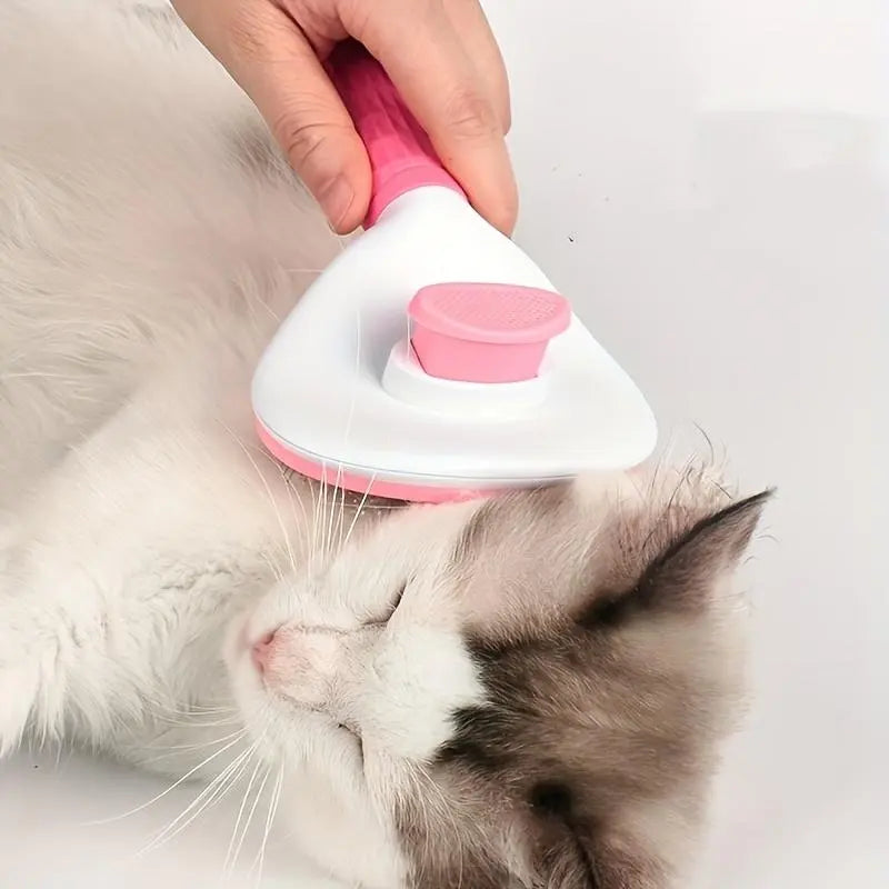 Pet Hair Removal Comb - 1 Count Grooming Brush and Deshedding Tool with One-Click Cleaning for Dogs and Cats