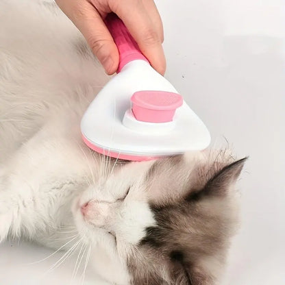 Pet Hair Removal Comb - 1 Count Grooming Brush and Deshedding Tool with One-Click Cleaning for Dogs and Cats