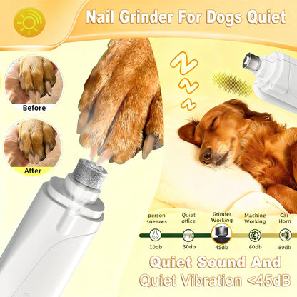 2-in-1 Electric Pet Nail Clipper and Grinder, Rechargeable and Ultra Quiet, Ideal for Trimming Dogs and Cats' Nails of All Sizes
