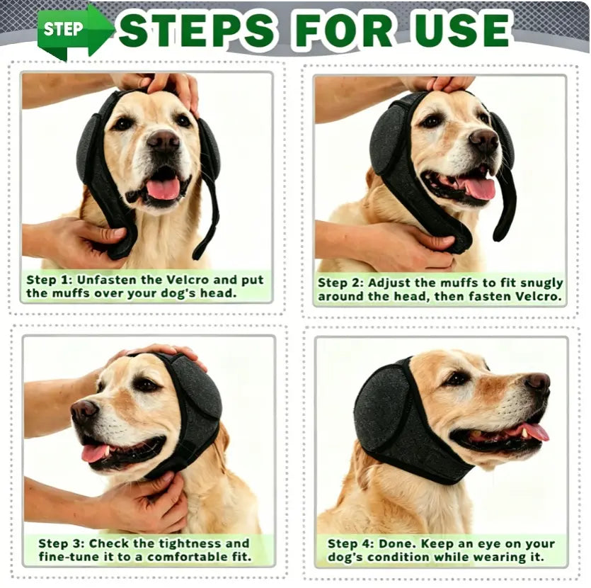 Noise Cancelling Ear Wrap, Dog No Shake Ear Muffs Noise Protection Firework Thunder Vacuum, Comfortable Quiet Dogs Calming Hoodie, Adjustable for Grooming Bathing & Swimming,The Best Gift for Your Dog