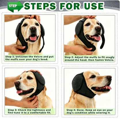 Noise Cancelling Ear Wrap, Dog No Shake Ear Muffs Noise Protection Firework Thunder Vacuum, Comfortable Quiet Dogs Calming Hoodie, Adjustable for Grooming Bathing & Swimming,The Best Gift for Your Dog