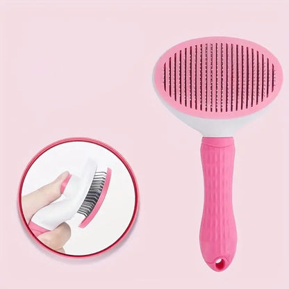 Pet Hair Removal Comb - 1 Count Grooming Brush and Deshedding Tool with One-Click Cleaning for Dogs and Cats