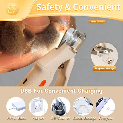 2-in-1 Electric Pet Nail Clipper and Grinder, Rechargeable and Ultra Quiet, Ideal for Trimming Dogs and Cats' Nails of All Sizes