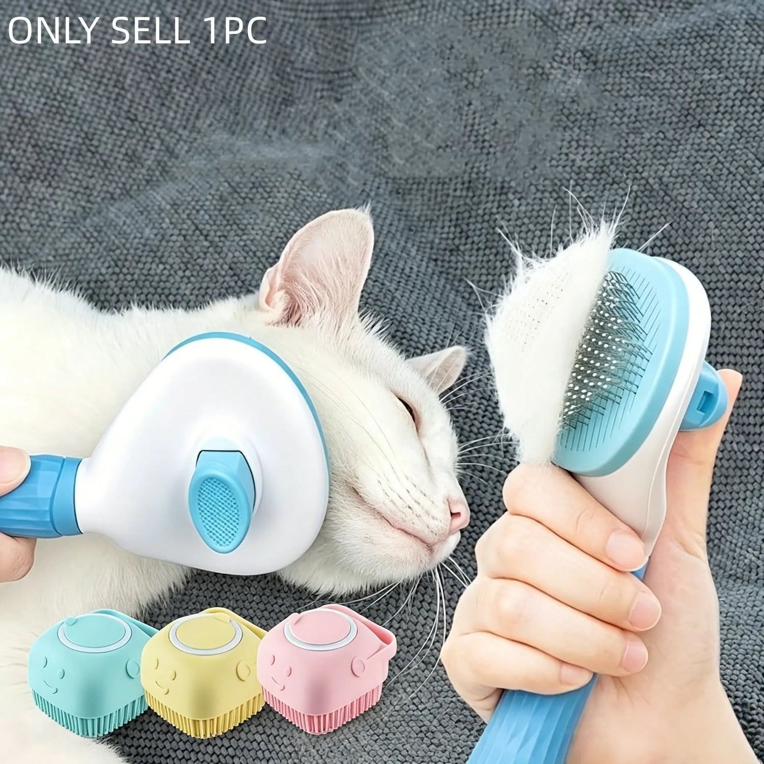 Pet Hair Removal Comb - 1 Count Grooming Brush and Deshedding Tool with One-Click Cleaning for Dogs and Cats