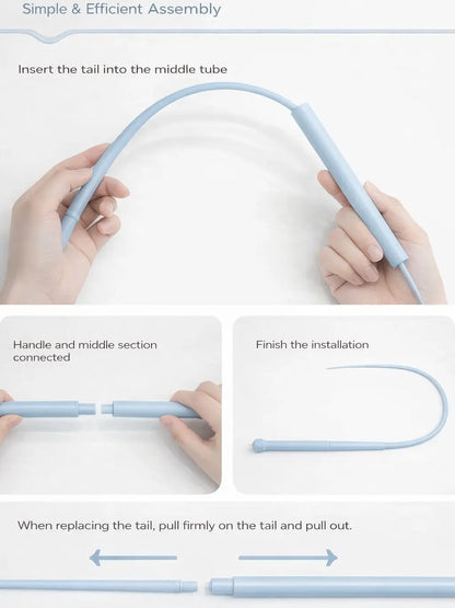 Mice Tail Cat Wand Toy, 30 Inches Long Cat Teaser Stick with Innovative Silicone Rat Tail Easy to Install and Clean Soft Easy Swing Tail Interactive Cat Toys for Indoor Cats (Blue)