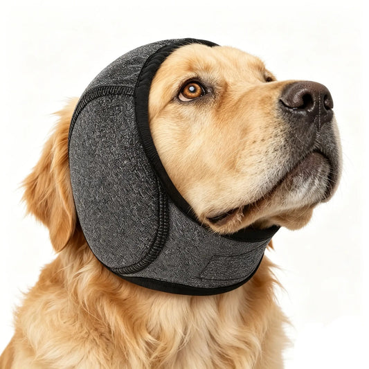 Noise Cancelling Ear Wrap, Dog No Shake Ear Muffs Noise Protection Firework Thunder Vacuum, Comfortable Quiet Dogs Calming Hoodie, Adjustable for Grooming Bathing & Swimming,The Best Gift for Your Dog