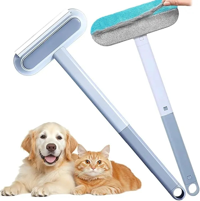 4-in-1 Reusable Lint and Pet Hair Remover Broom with Standard Handle - 17.7 Inches, 17.2 x 7.1 Inches, 200g, Ergonomic Cleaning Tool for Upholstery, Pet Hair, and Car Seats (Single Pack)