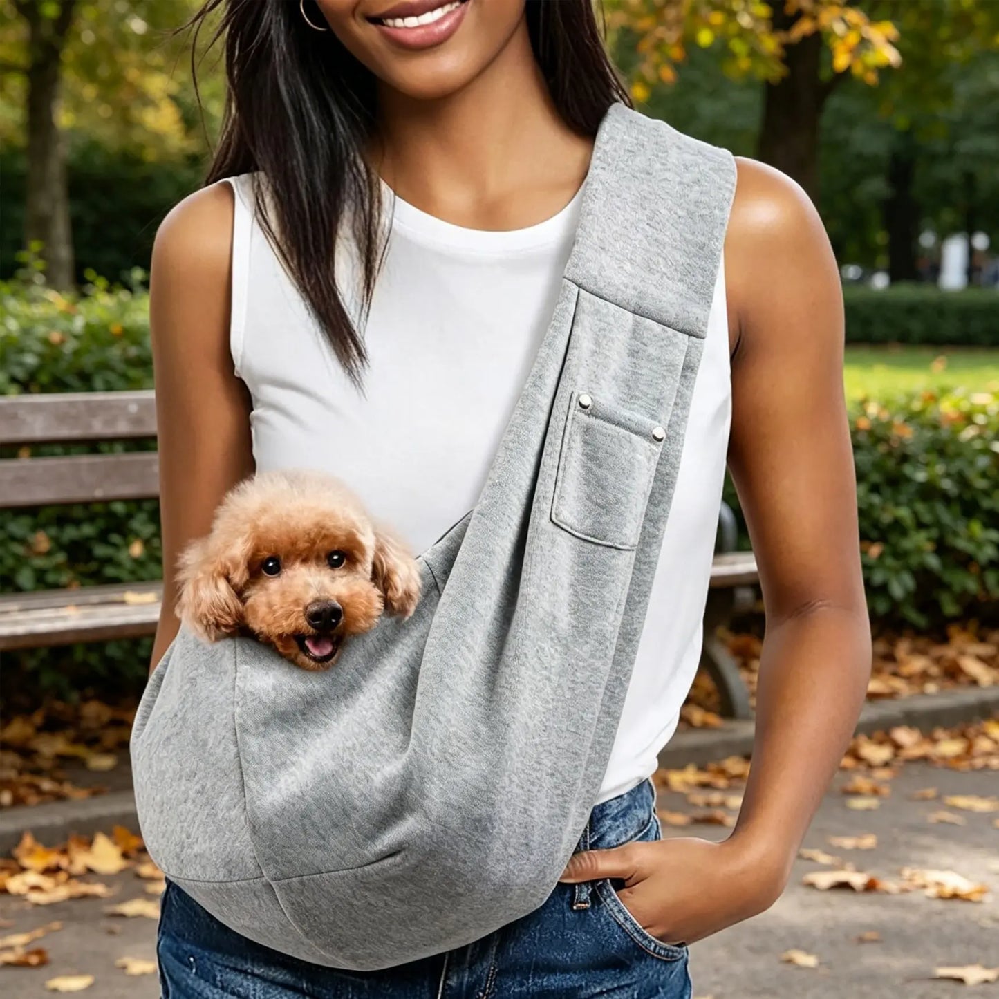 Premium Pet Dog Sling Carrier for Small Pets (3-10 lbs) - Versatile Reversible Design, Hands-Free Travel Bag, and Comfortable Satchel for Puppies