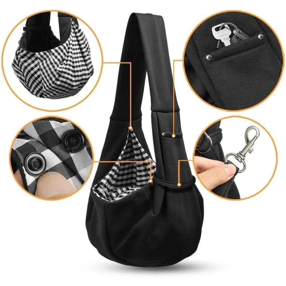 Premium Pet Dog Sling Carrier for Small Pets (3-10 lbs) - Versatile Reversible Design, Hands-Free Travel Bag, and Comfortable Satchel for Puppies