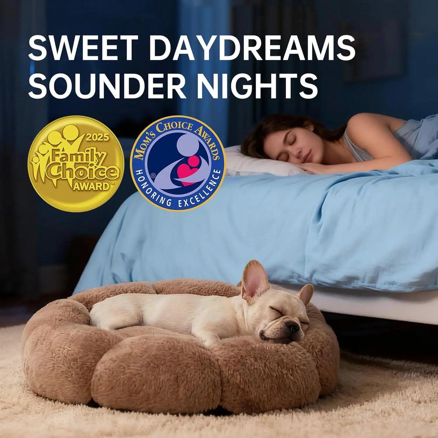 Veken Ohgeni Plush Donut Pet Bed for Dogs and Cats of All Sizes, Cozy Short Pile Fur, Durable Waterproof, Machine Washable Removable Cover, Ideal Round Bed for Puppies and Pets