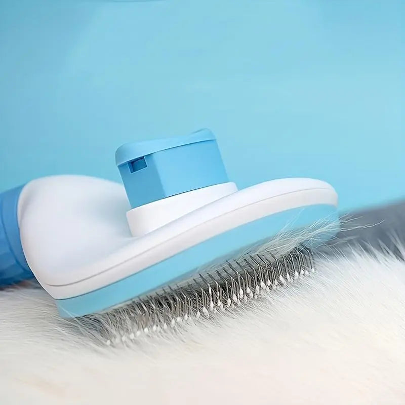Pet Hair Removal Comb - 1 Count Grooming Brush and Deshedding Tool with One-Click Cleaning for Dogs and Cats