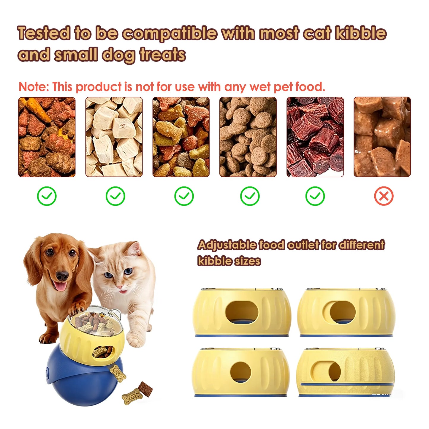 Interactive Puzzle Food Dispensing Ball for Cats and Small Dogs - Slow Feeder Toy for Enrichment and Boredom Relief
