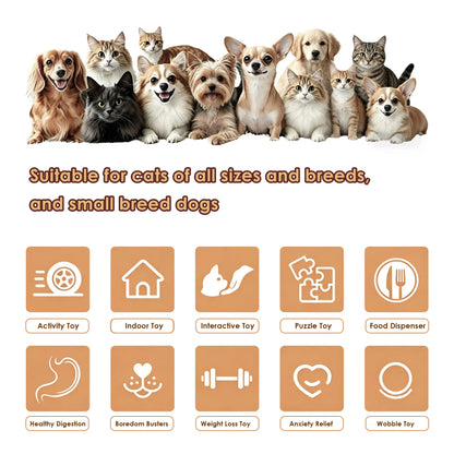 Interactive Puzzle Food Dispensing Ball for Cats and Small Dogs - Slow Feeder Toy for Enrichment and Boredom Relief