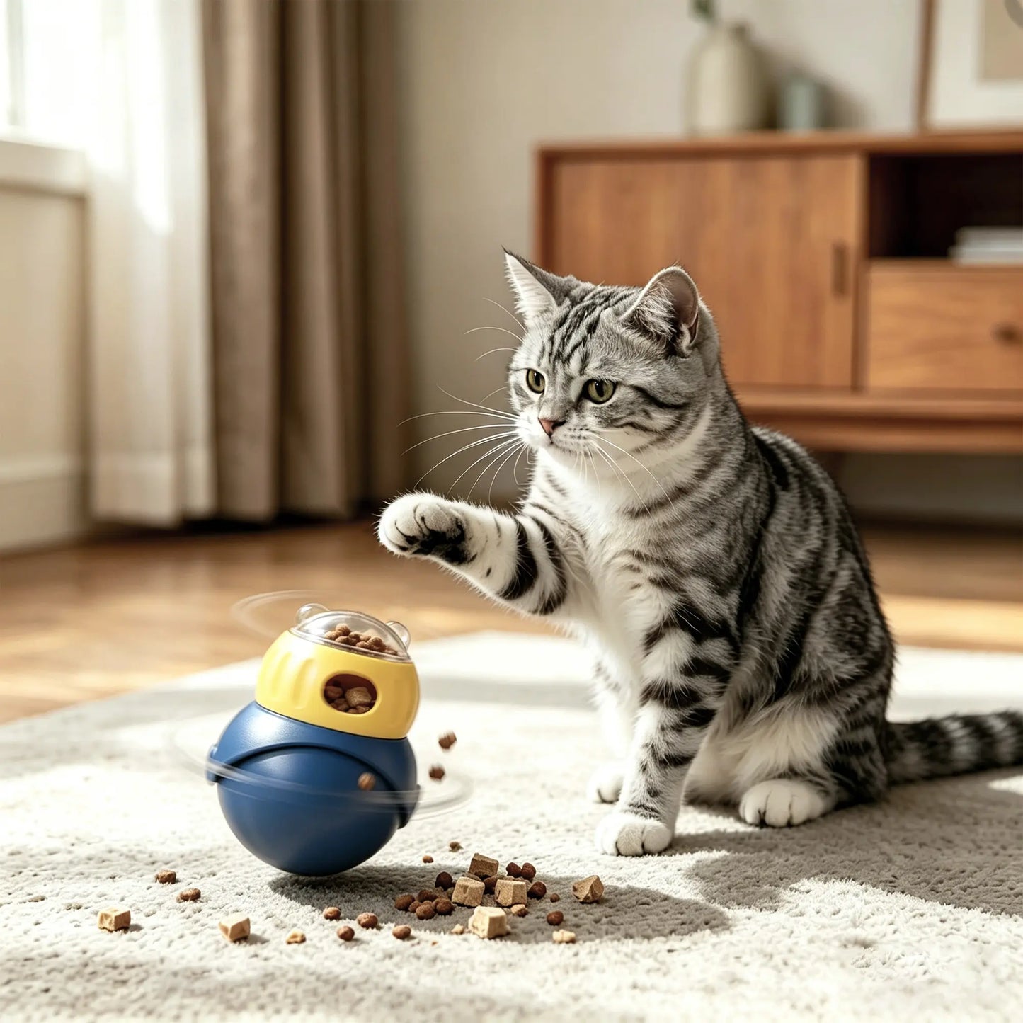 Interactive Puzzle Food Dispensing Ball for Cats and Small Dogs - Slow Feeder Toy for Enrichment and Boredom Relief