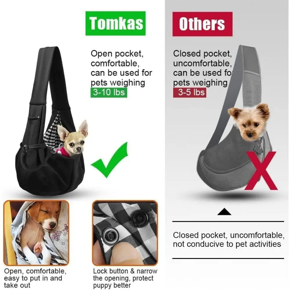 Premium Pet Dog Sling Carrier for Small Pets (3-10 lbs) - Versatile Reversible Design, Hands-Free Travel Bag, and Comfortable Satchel for Puppies