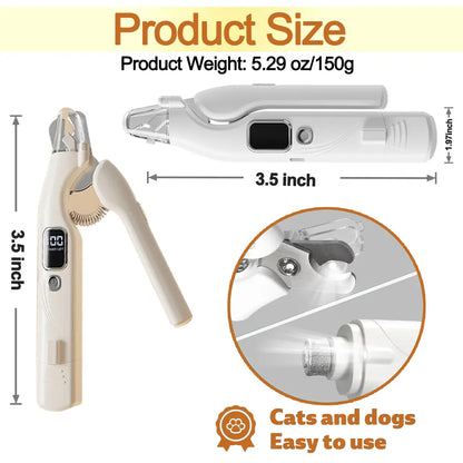 2-in-1 Electric Pet Nail Clipper and Grinder, Rechargeable and Ultra Quiet, Ideal for Trimming Dogs and Cats' Nails of All Sizes
