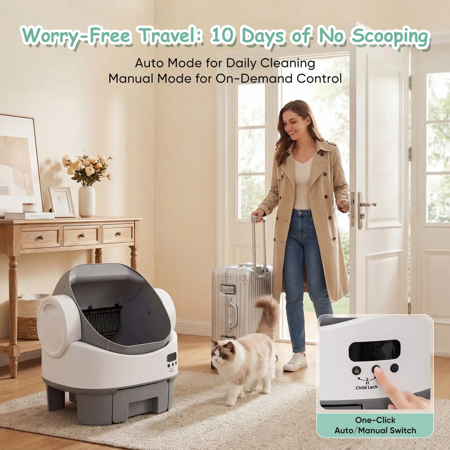 Warcat Next-Gen Automatic Open-Top Cat Litter Box Simplified Self-Cleaning Litter Box with Reliable Safety Sensors App-Free Design for Easy Use #Tiktokshopdealsforyoudays #Dealsforyoudays